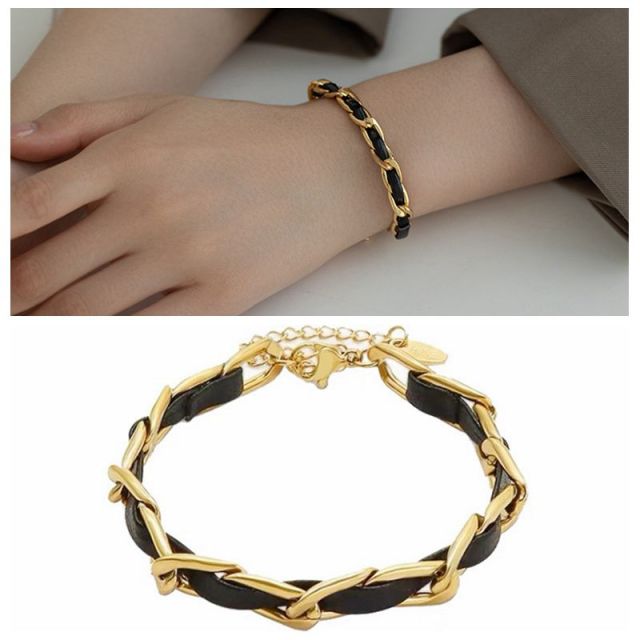 Stainless Steel Layered Golden Pendant Bracelet For Women