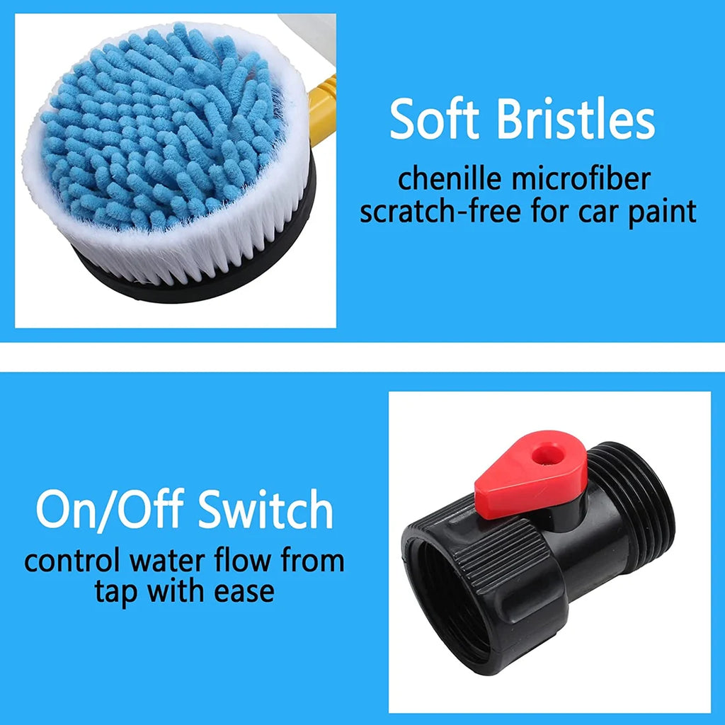 Blue Color Car Wash Brush with Retractable Long Handle Water Flow Switch  Foam Bottle Car Cleaning Soft-bristle Protect The Car
