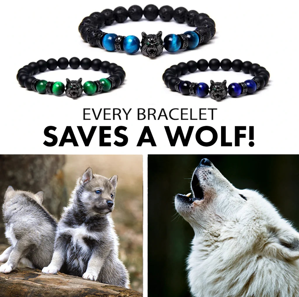 VOQ New Animal Wolf Bracelet Black & Brown Genuine Leather Process –  CampnHikeStores